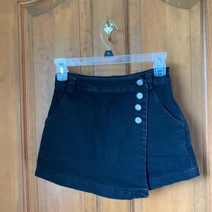 Black denim skort